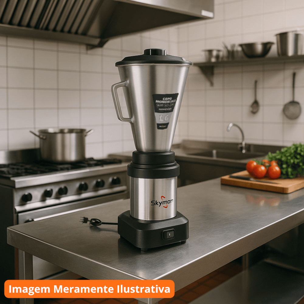 Liquidificador Comercial INOX, 6L Copo INOX, 127-220 V Baixa Rotacao Skymsen