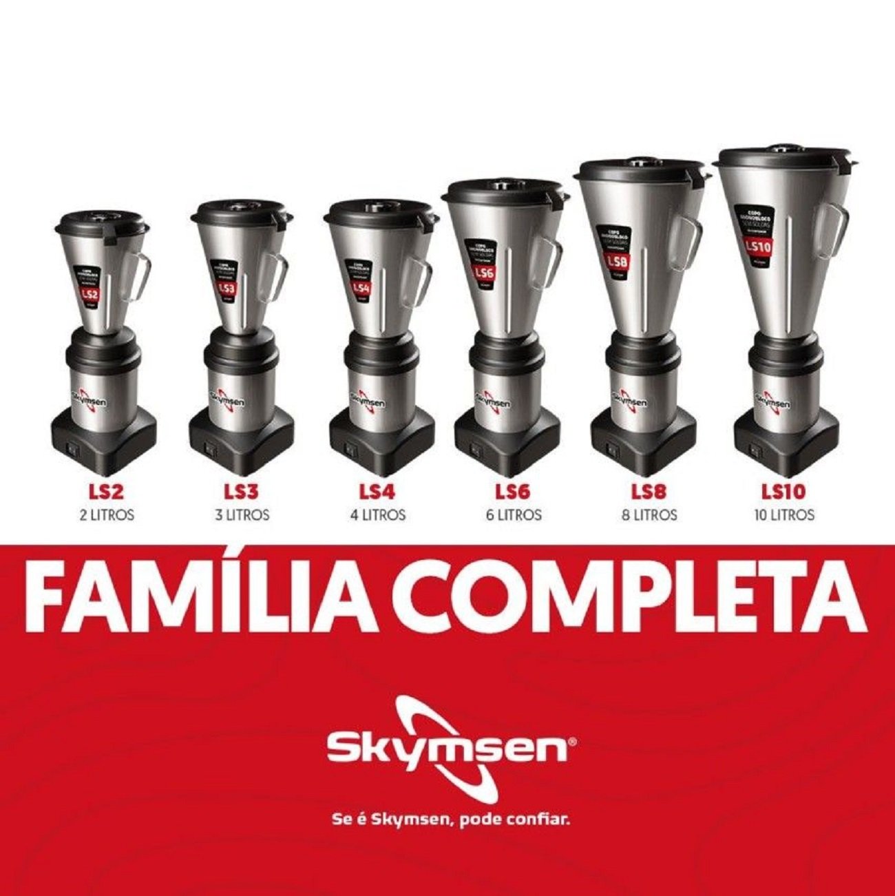 Liquidificador Comercial INOX, 2L Copo Monobloco INOX 127-220 Baixa Rot. Skymsen
