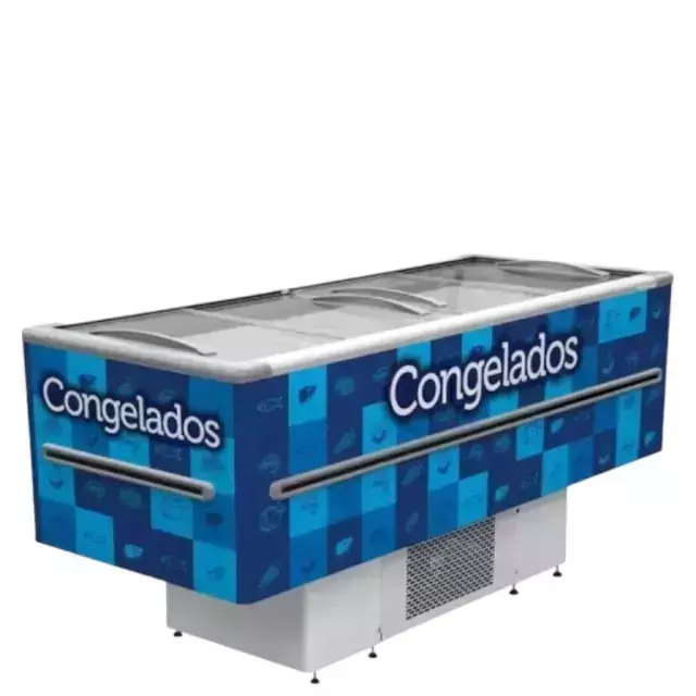 Expositor Ilha 1,5M 503L Azul Led 220 V Fricon